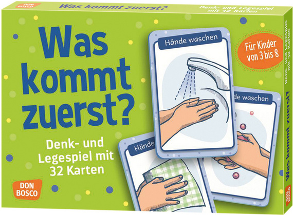 Was kommt zuerst?: Denk- und Legespiele mit 32 Karten für Kinder von 3